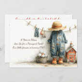 リトル農家1st誕生日お祝い 招待状 (正面/裏面)