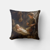 リトル遊ボーイのドラムでマンガーのベビー クッション (正面)