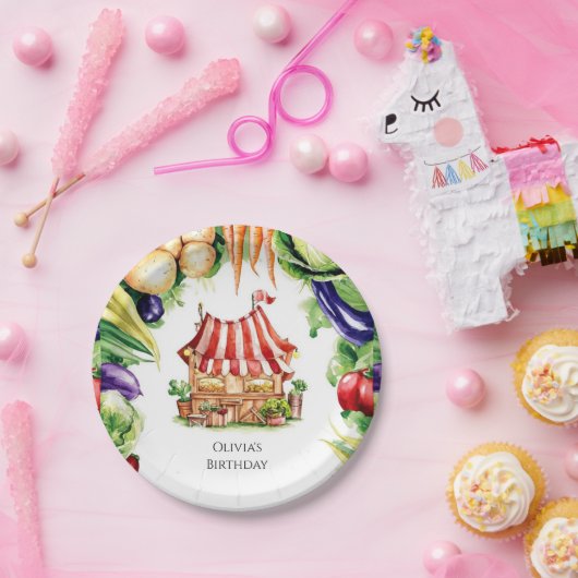 リトル野菜農家市場誕生日 ペーパープレート (パーティー)