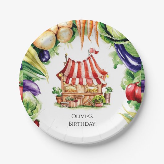 リトル野菜農家市場誕生日 ペーパープレート (正面)