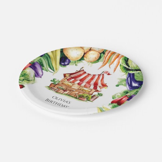 リトル野菜農家市場誕生日 ペーパープレート (アングル)