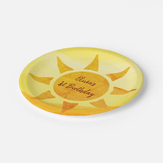 リトル金ゴールドサンシャインボホ誕生日紙プレート ペーパープレート (アングル)