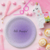 リトル金ゴールドハート紫グラデーション ペーパープレート (パーティー)