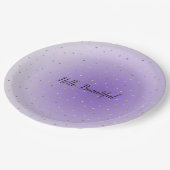 リトル金ゴールドハート紫グラデーション ペーパープレート (アングル)