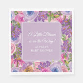 リトル開花パープルピンクフローラベビーガールシャワー スタンダードランチョンナプキン (正面)