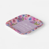 リトル開花パープルピンクフローラベビーガールシャワー ペーパープレート (傾斜あり)