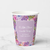 リトル開花パープルピンクフローラベビーガールシャワー 紙コップ (裏面)