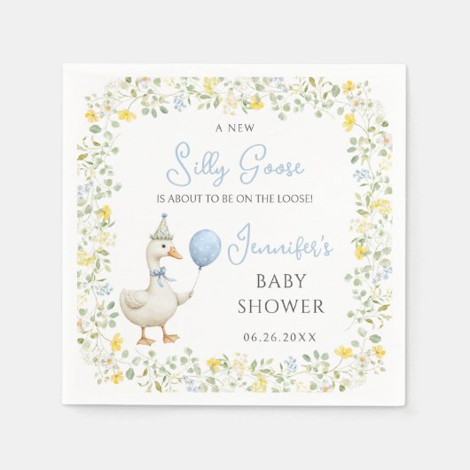 リトル間抜けグースオンザルーズシャワー男の赤ちゃん スタンダードカクテルナプキン (正面)