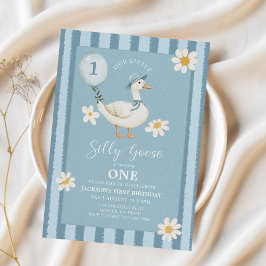 リトル間抜けグースデイジー少年1歳の誕生日 招待状