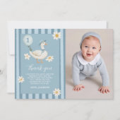 リトル間抜けグースデイジー少年1st誕生日の写真 サンキューカード (正面)