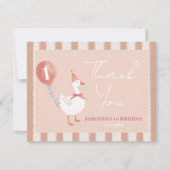 リトル間抜けグースピンクバルーンガール1st誕生日 サンキューカード (正面)