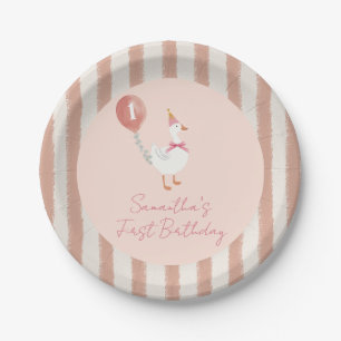 リトル間抜けグースピンクバルーンガール1st誕生日 ペーパープレート