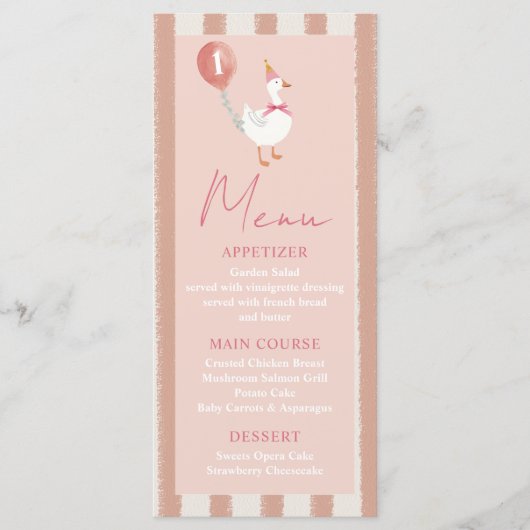 リトル間抜けグースピンクバルーンガール1st誕生日 メニュー (正面)