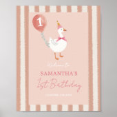 リトル間抜けグースピンクバルーン誕生日へようこそ ポスター (正面)