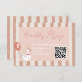 リトル間抜けグースピンクバルーン誕生日RSVPカード サンキューカード (正面/裏面)