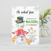 リトル雪だるま誕生日パーティーの招待 招待状 (スタンド正面)