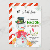 リトル雪だるま誕生日パーティーの招待 招待状 (正面/裏面)