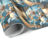 リトル食べ物ボーイのアイスクリームコーン ラッピングペーパー (ロールコーナー)