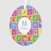 リトル·アカラフルーティスト·パターンキッズ·ルーム·デコール オーナメント (正面)