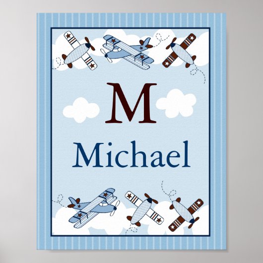 リトル・アビエーター航空機ウォールアート名前プリント ポスター (正面)
