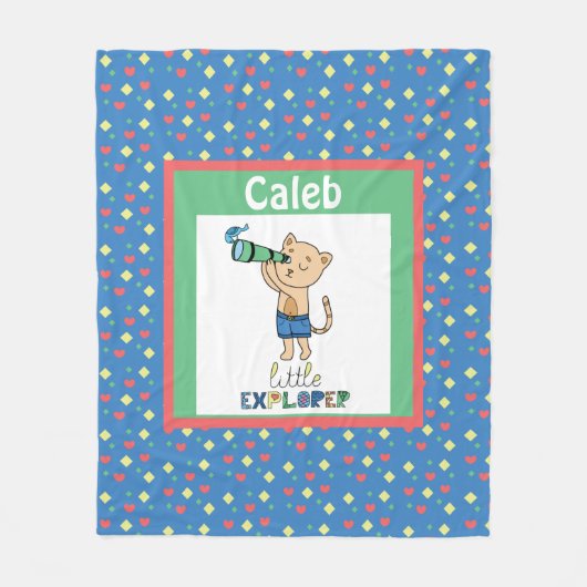 リトル・エクスプローラパーソナライズされたー、かわいい子どものフリースbl フリースブランケット (正面)