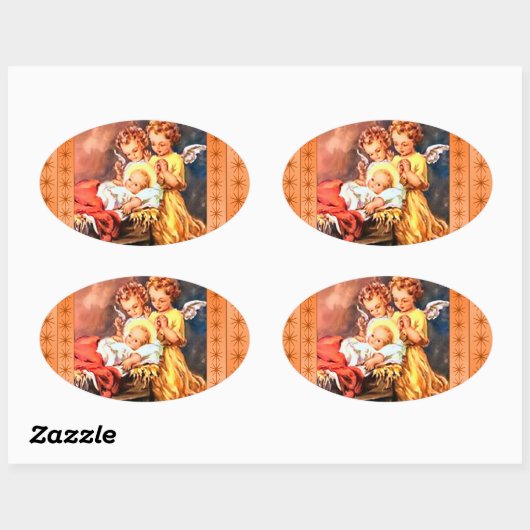 リトル・エンジェルス・アット・ザ・マンガー 楕円形シール (シート)