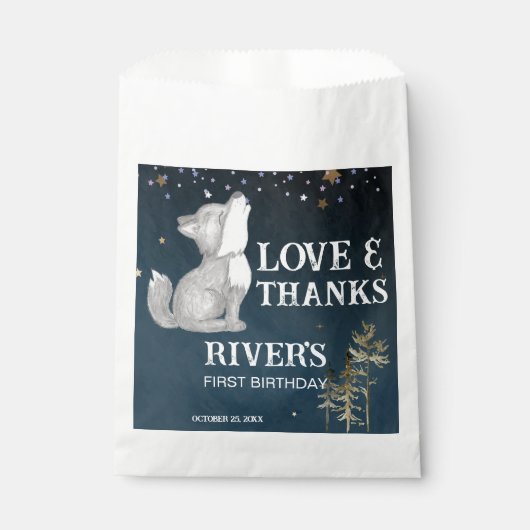 リトル・オオカミをテーマにした誕生日パーティー野生のパーティー フェイバーバッグ (正面)