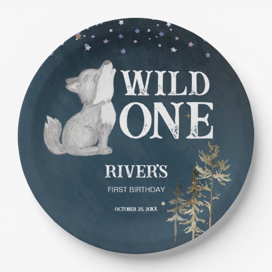 リトル・オオカミをテーマにした誕生日パーティー野生のパーティー ペーパープレート (正面)