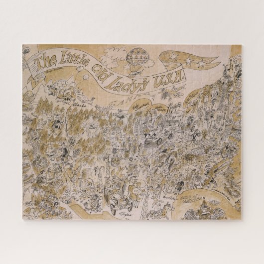リトル·オールド·レディー·アメリカマップ（カートーン） ジグソーパズル (横)