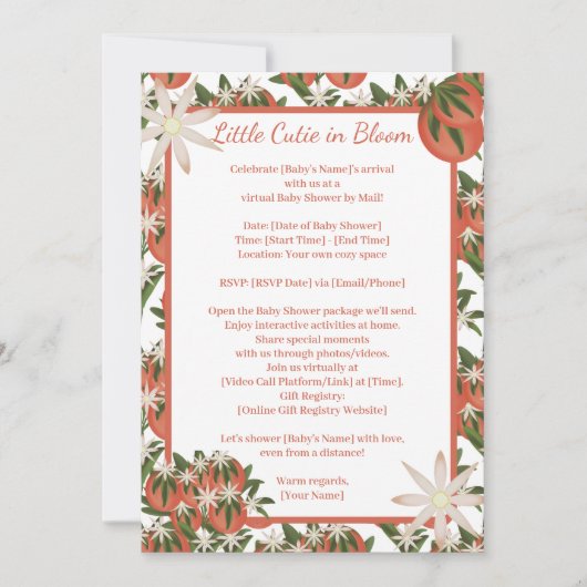 リトル・カティー クレメンタイン ベイビーシャワー バイ ディスタンス 招待状 (正面)