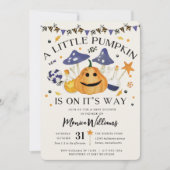 リトル・カボチャはハロウィーンの赤ちゃんシャワーを途中にある 招待状 (正面)