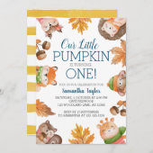 リトル・カボチャ、1歳の誕生日インビタティを回す 招待状 (正面/裏面)
