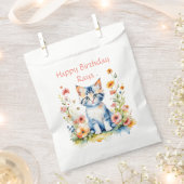 リトル・キッテン・ガールの誕生日パーティパーソナライズされたー フェイバーバッグ (クリップ留めされた状態)