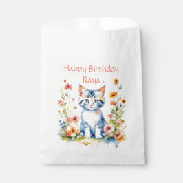 リトル・キッテン・ガールの誕生日パーティパーソナライズされたー フェイバーバッグ