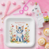 リトル・キッテン・ガールの誕生日パーティパーソナライズされたー ペーパープレート (パーティー)