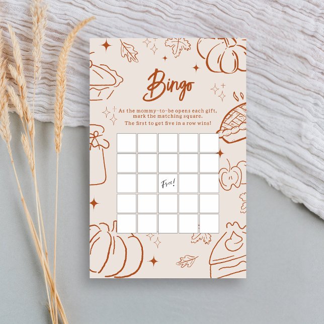 リトル・キューティパイの秋のベビーシャワービンゴゲーム (Little Cutie Pie Baby Shower Bingo Game)