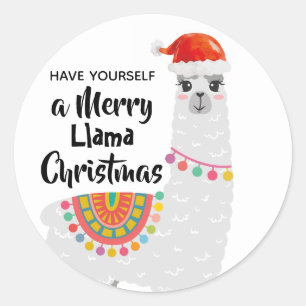 リトル·クリスマス·ラおもしろいマ·サンタハットが望む ラウンドシール