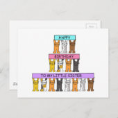 リトル・シスターハッピーバースデーかわいい猫 ポストカード (正面/裏面)