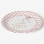 リトル シリー グース ブラッシュ ピンク ギンガム ベイビー シャワー ペーパープレート (アングル)