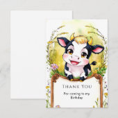 リトル シンプル カウ バースデー サンキューカード (正面/裏面)