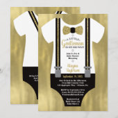 リトル・ジェントルマン・ベイビーシャワー招待状、偽ゴールド 招待状 (正面/裏面)