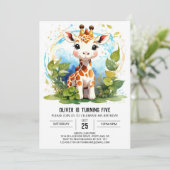 リトル・ジラフ・カスタム・バースデー・インビテーション 招待状 (スタンド正面)