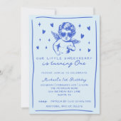 リトル・スイートハートは1歳に　男の子の1歳の誕生日 招待状 (正面)