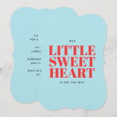 リトル・スイートハート ブルーボー ベイビーシャワー 招待状 (正面/裏面)