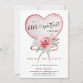 リトル・スイート・ピンク・ハート・バラ・ベビー・シャワー 招待状 (正面)