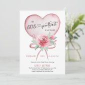 リトル・スイート・ピンク・ハート・バラ・ベビー・シャワー 招待状 (スタンド正面)