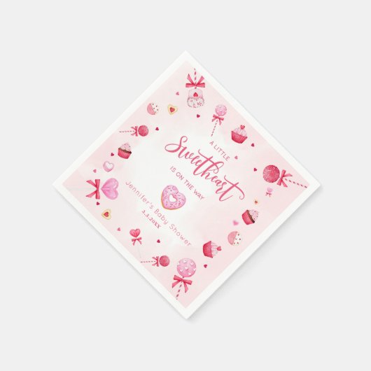 リトル・スウィートは赤ちゃんシャワーの途中にある スタンダードカクテルナプキン (角)