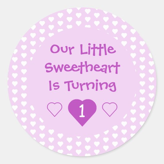 リトル・スウィートアート1歳の誕生日 ラウンドシール (正面)