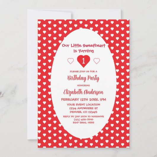 リトル・スウィートアート1歳の誕生日 招待状 (正面)