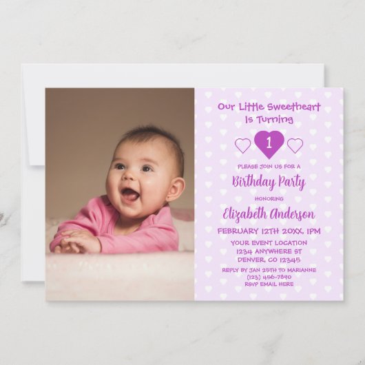 リトル・スウィートアート1歳の誕生日 招待状 (正面)